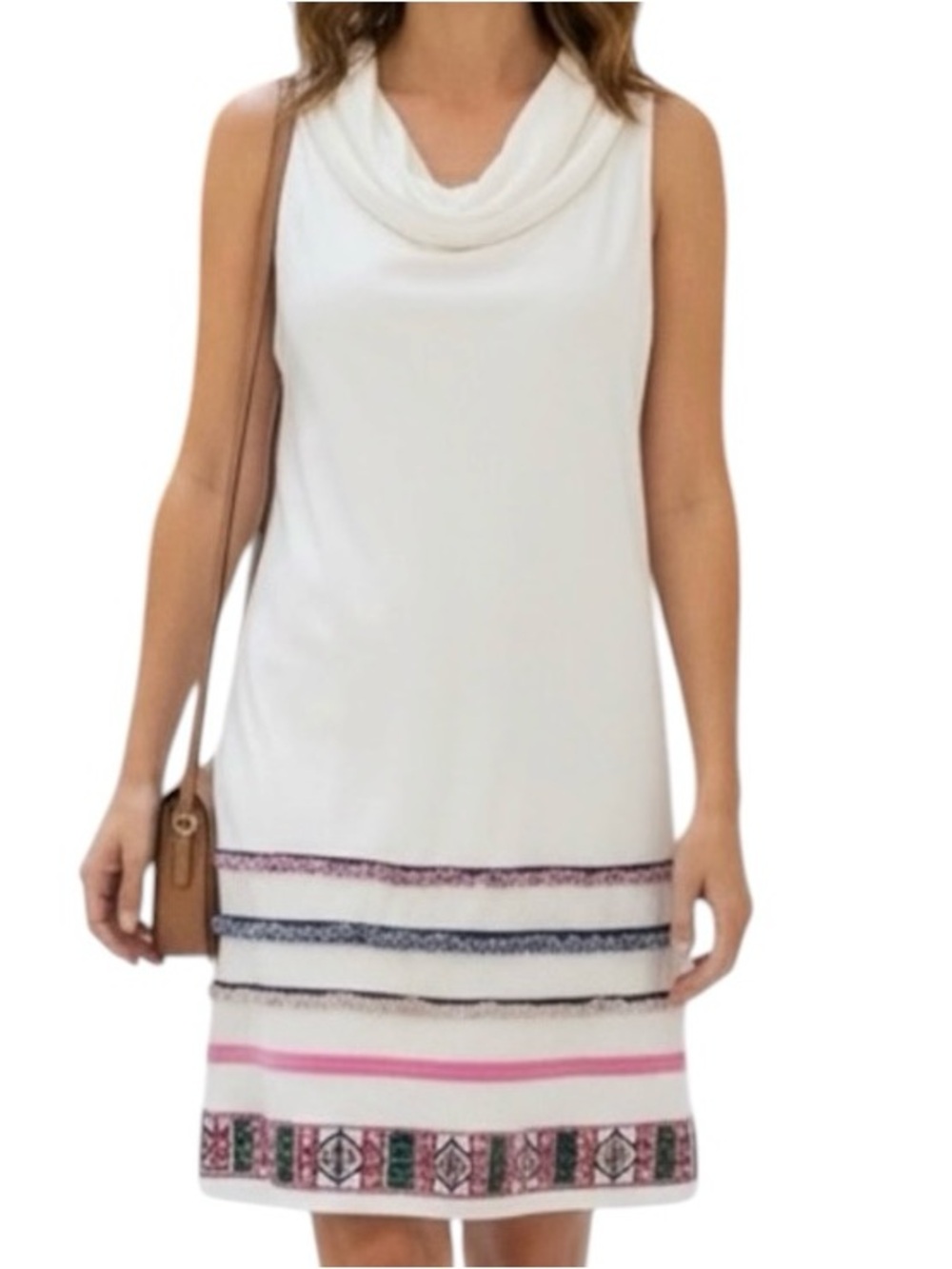DESIGUAL Sleeveless Cowl Neckline White BOHO Dress Sz S | GUC